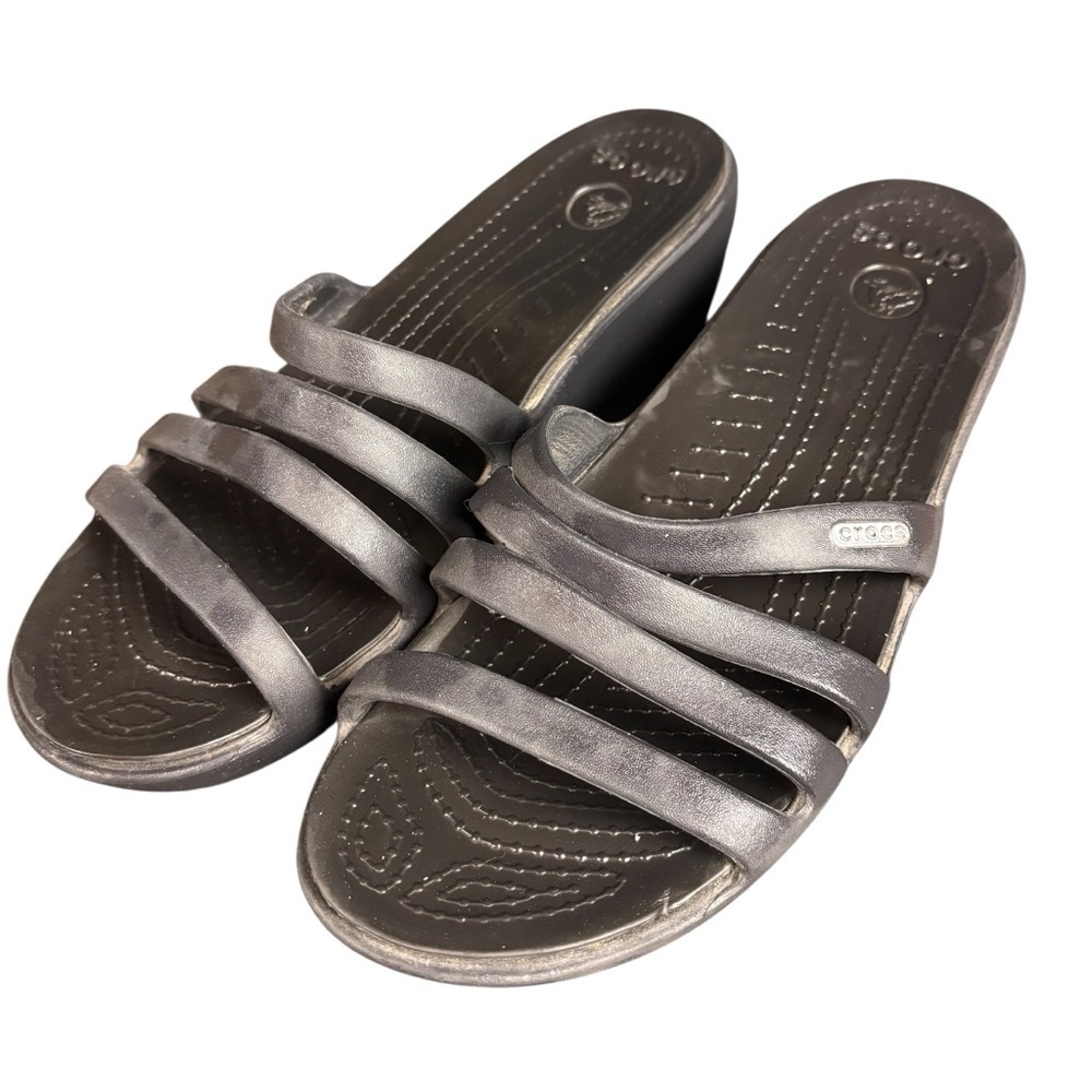 Crocs Rhonda Black Wedge Sandals – Sz Women’s 10